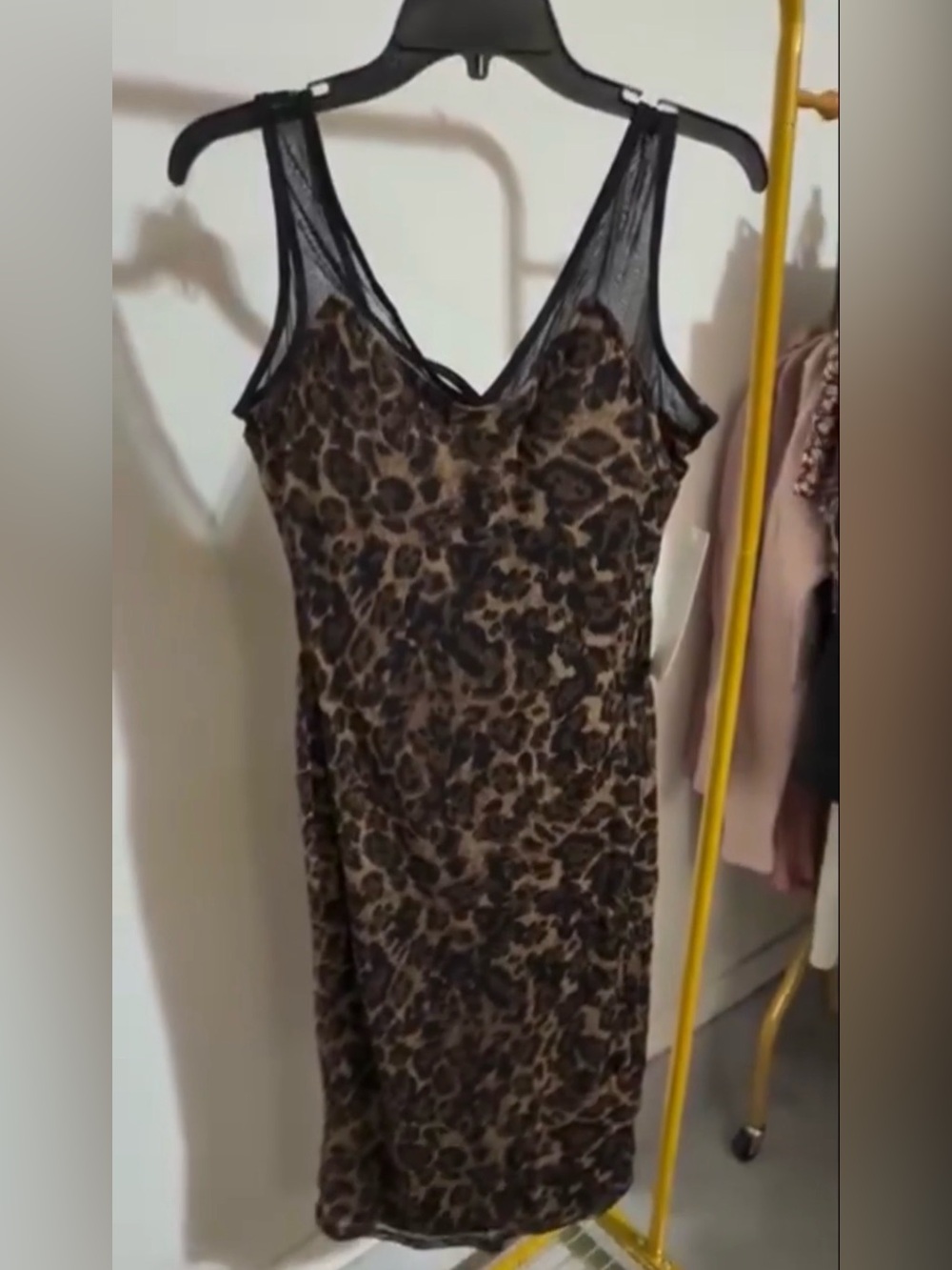 Almost Famous Leopard Print Mesh Strap Bodycon Dress Size L
